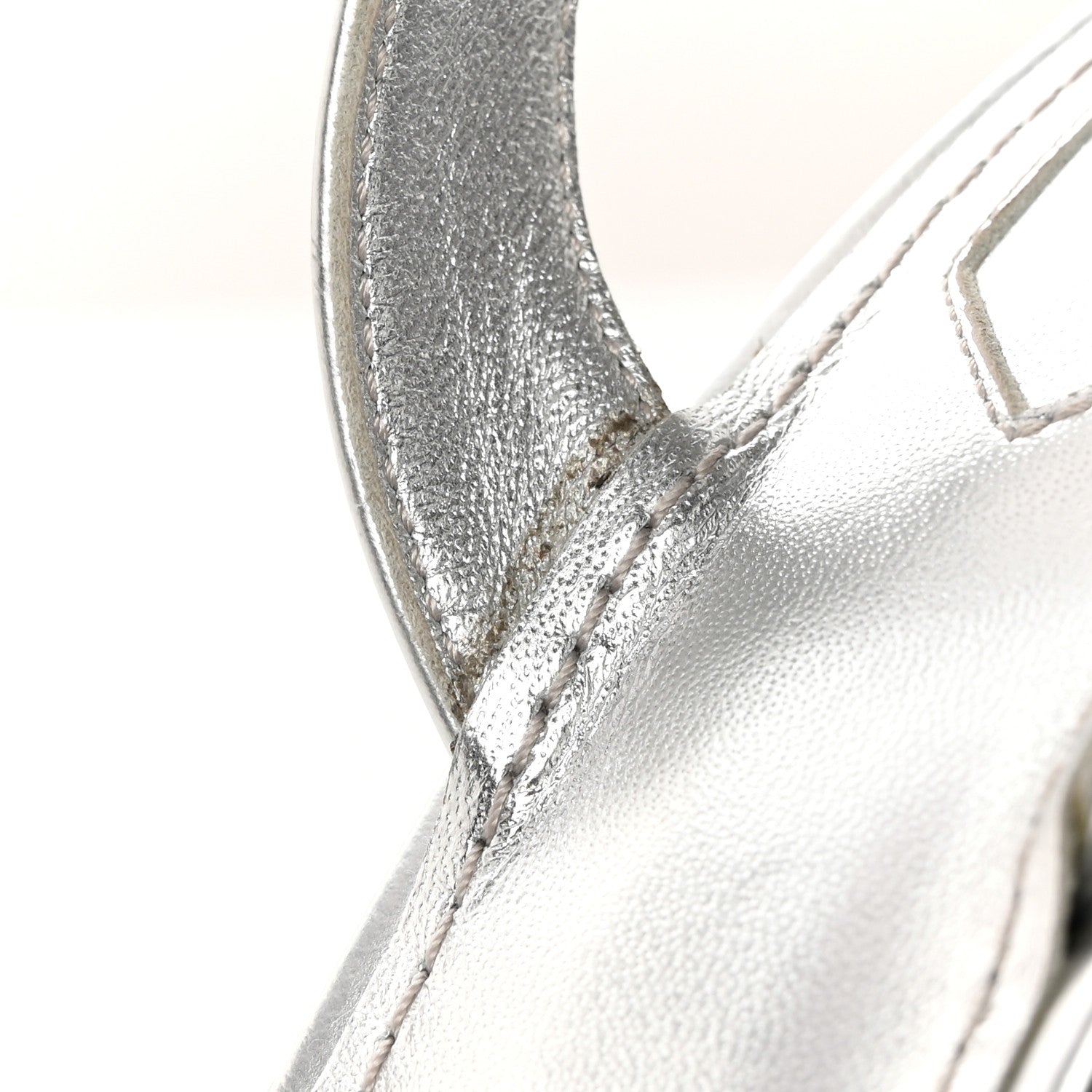 Fendi Metallic Calfskin Fendi First 95mm Slingback Sandals 36.5 Argento 11 of 18