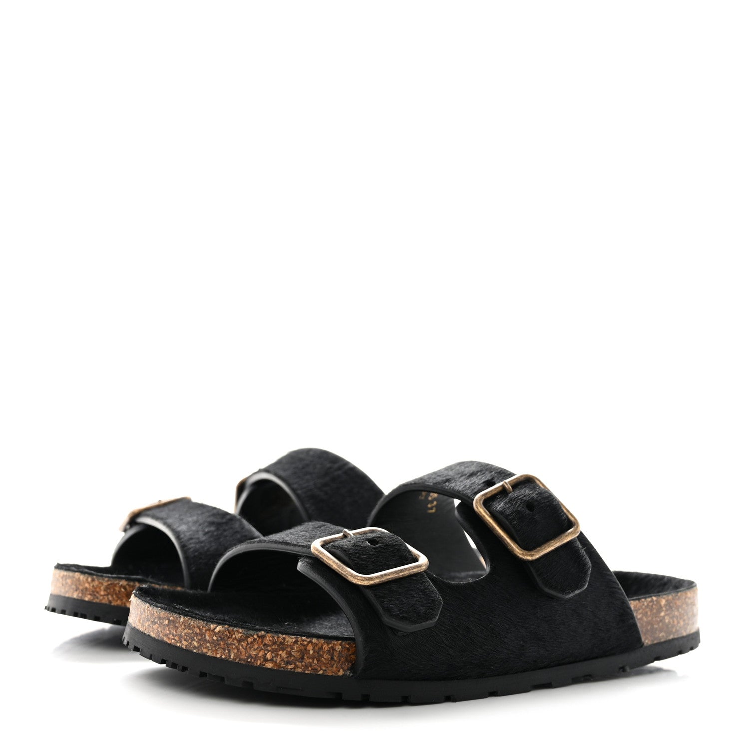 Saint Laurent Calf Hair Jimmy Cross Slides 37 Black 3 of 8
