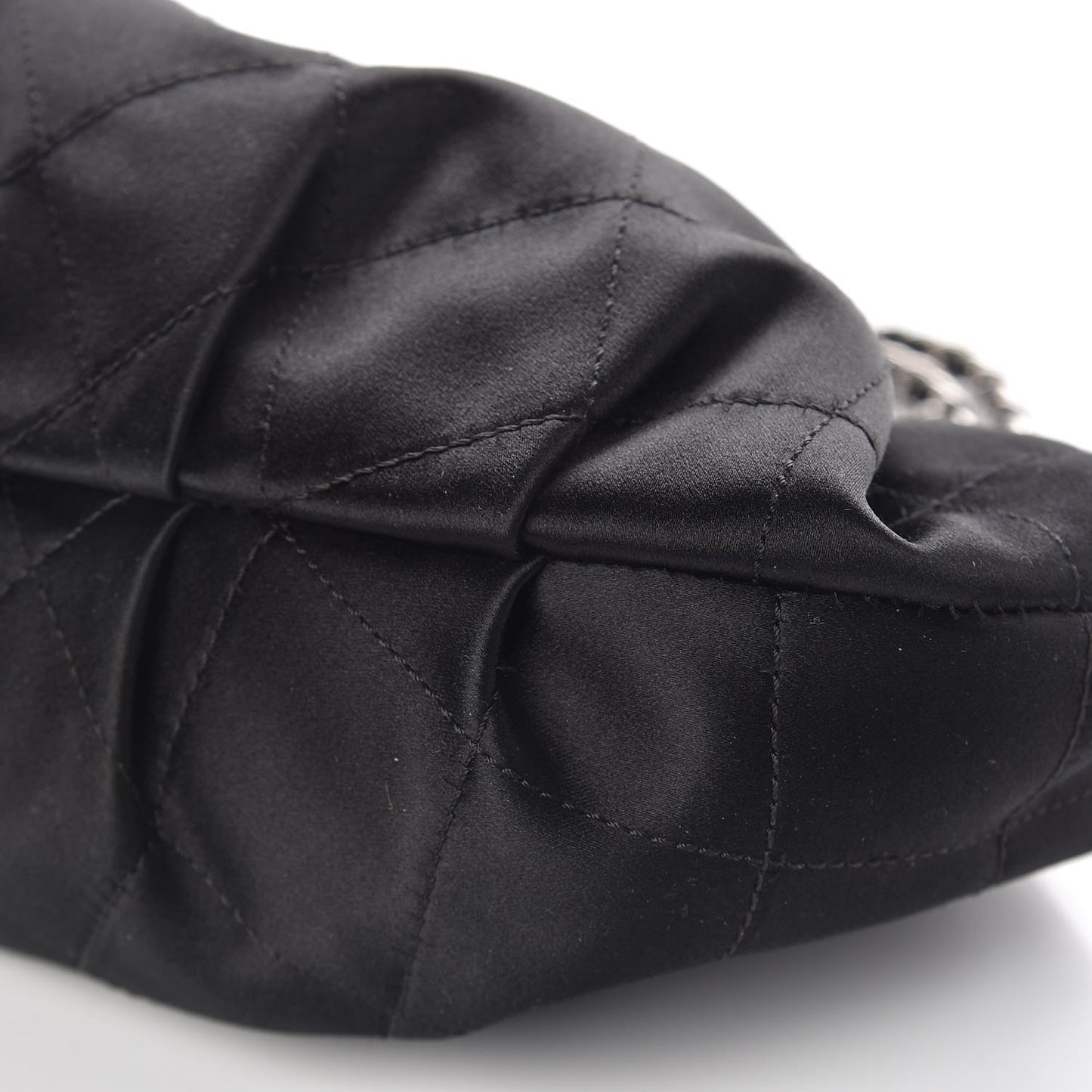 Satin Frame Top CC Small Evening Bag Black