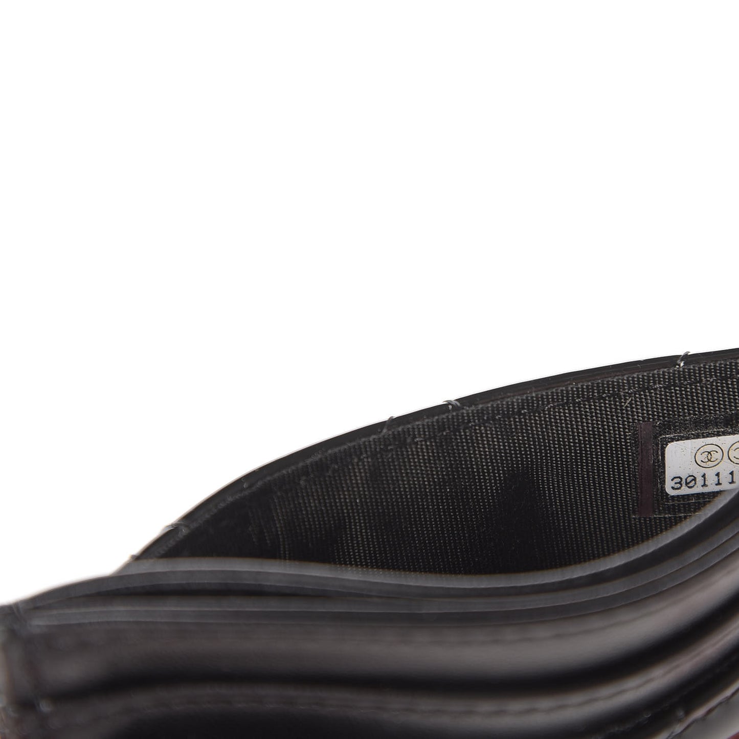 Patent Calfskin Quilted Card Holder Black