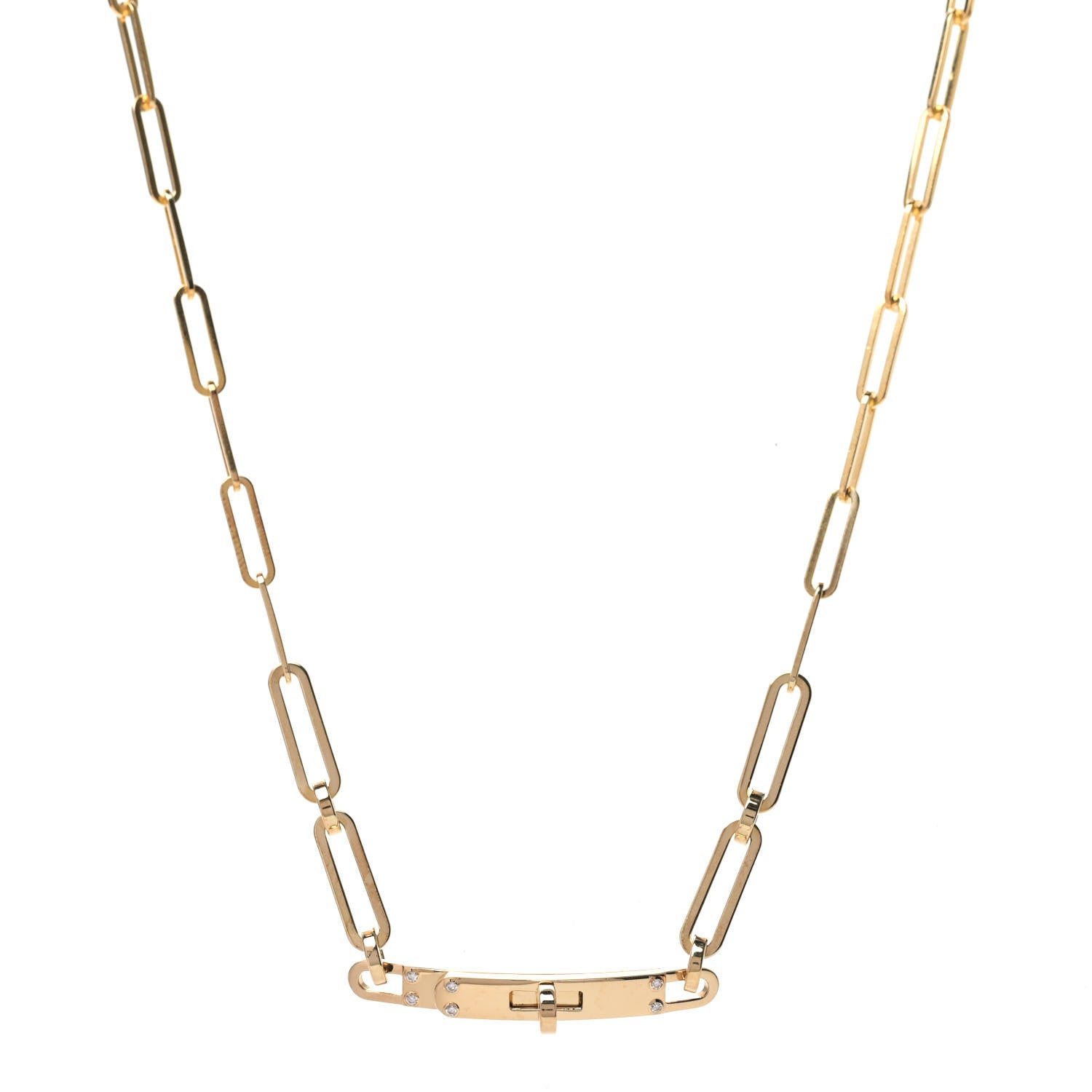 Hermes 18K Yellow Gold Diamond Kelly Chaine Choker Necklace 1 of 5