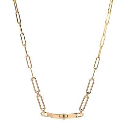 Hermes 18K Yellow Gold Diamond Kelly Chaine Choker Necklace 1 of 5