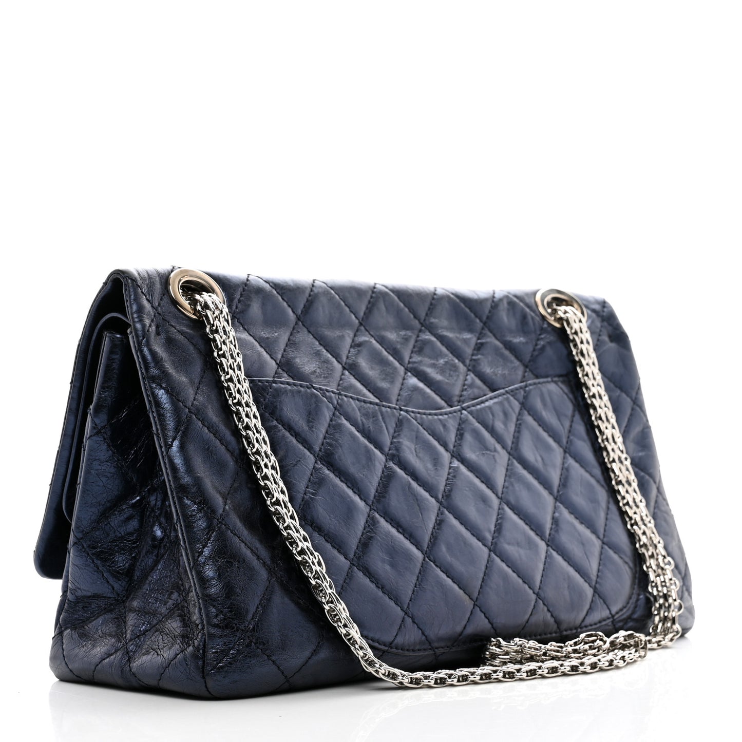 Metallic Aged Calfskin Quilted 2.55 Reissue 228 Flap Blue
