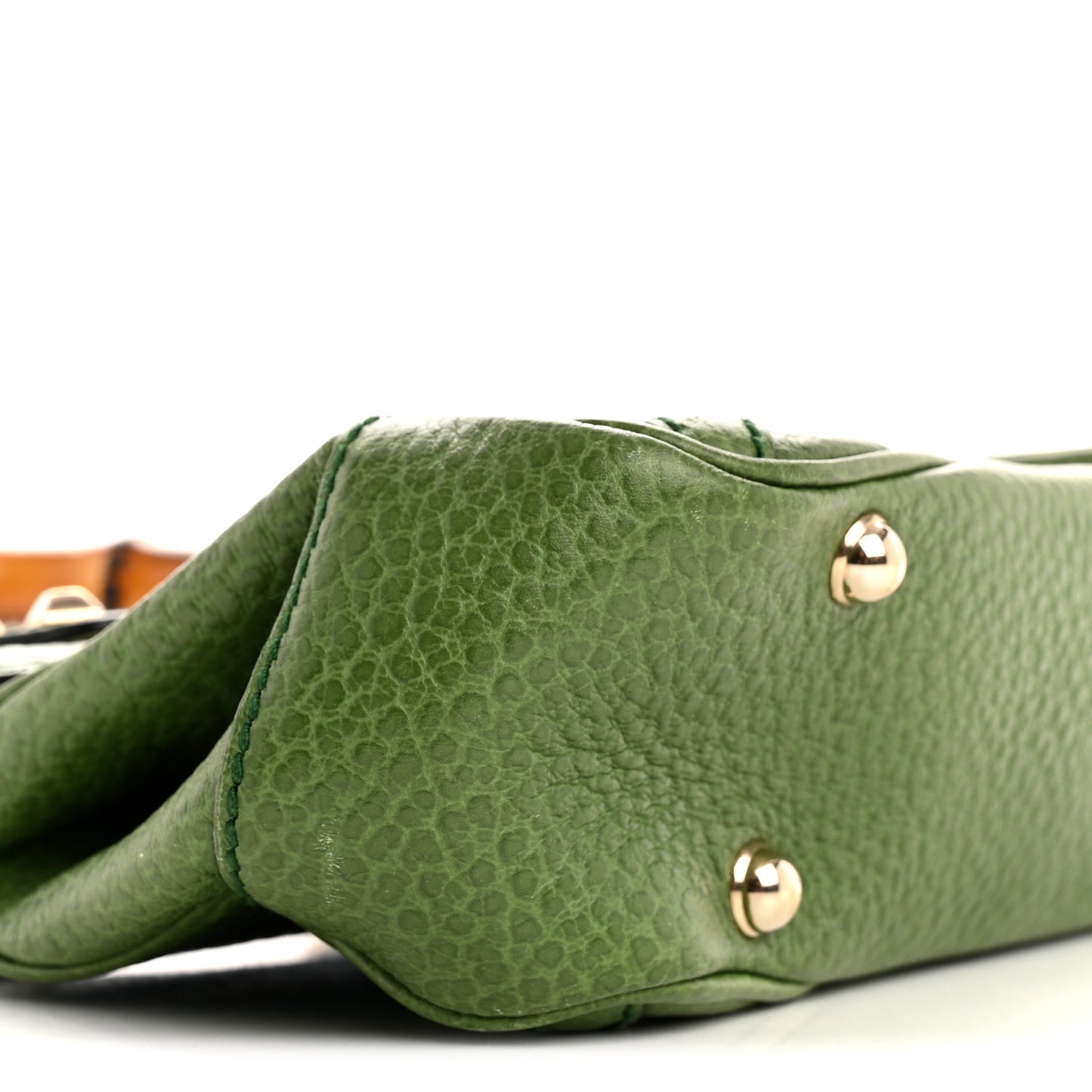 Calfskin Bamboo Top Handle Bag Green