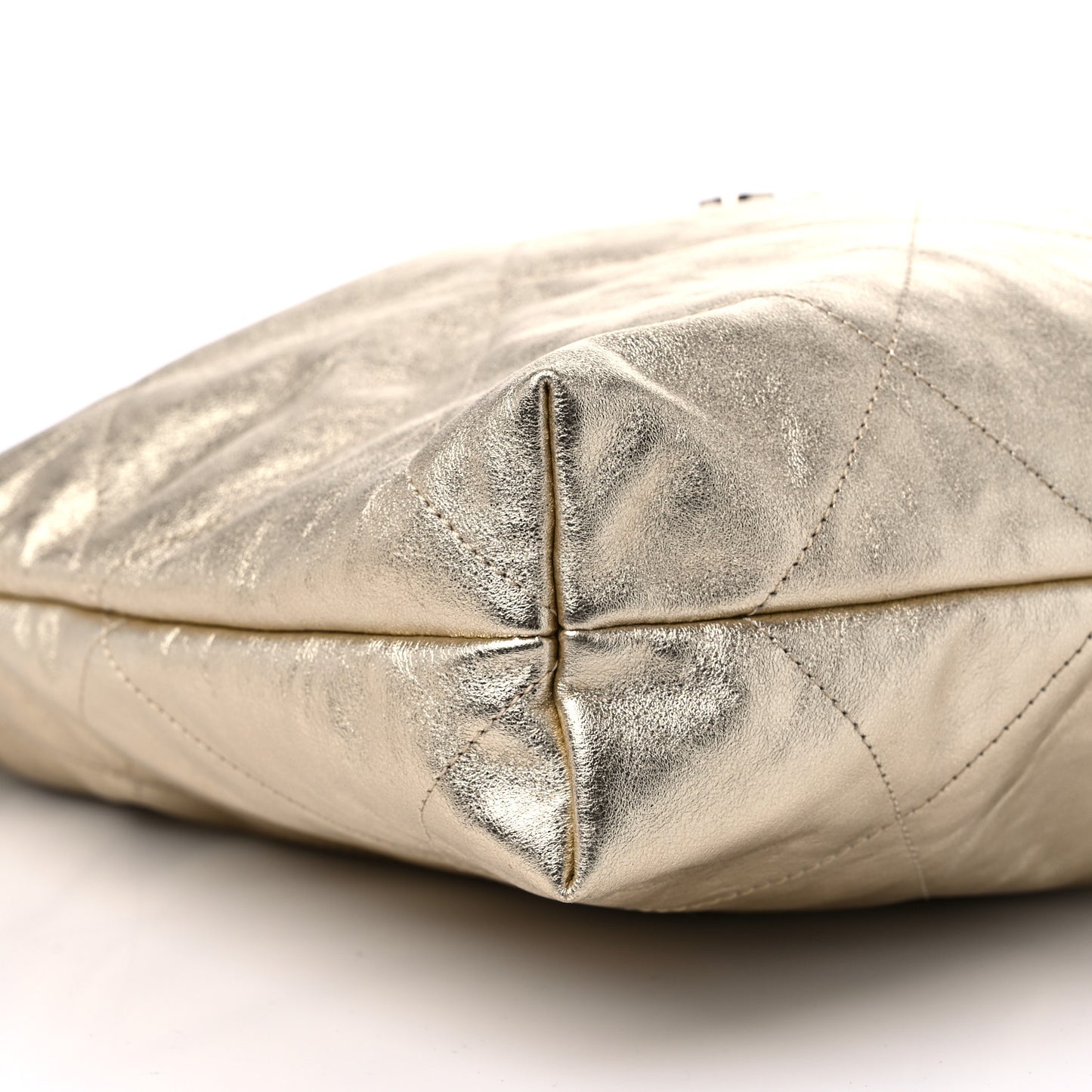 Metallic Calfskin Quilted Chanel 22 Golden