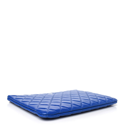 Chanel Lambskin Quilted Medium Cosmetic Case Blue 4 of 9
