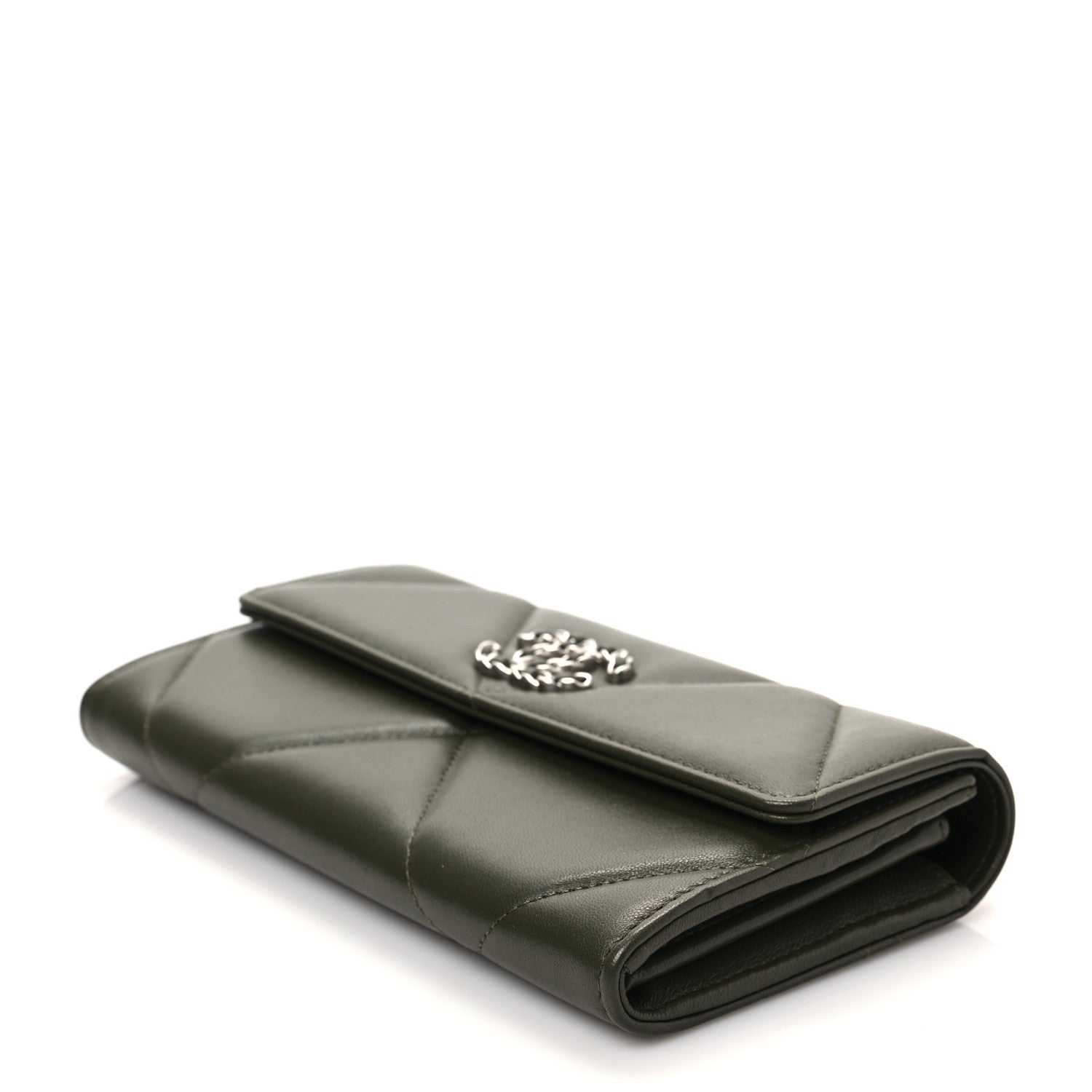 Chanel Lambskin Quilted Chanel 19 Flap Wallet Khaki 8 of 8
