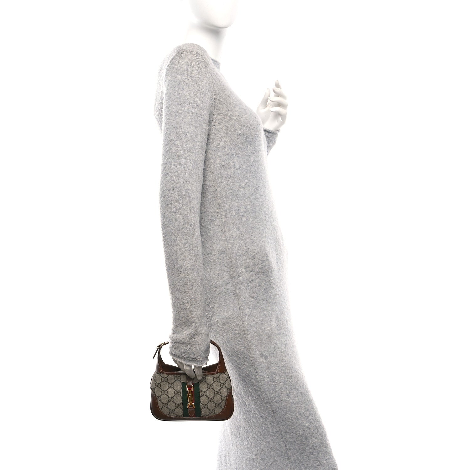 Gucci GG Supreme Monogram Azalea Calfskin Web Mini Jackie 1961 Hobo Beige Ebony Brown Sugar 2 of 10