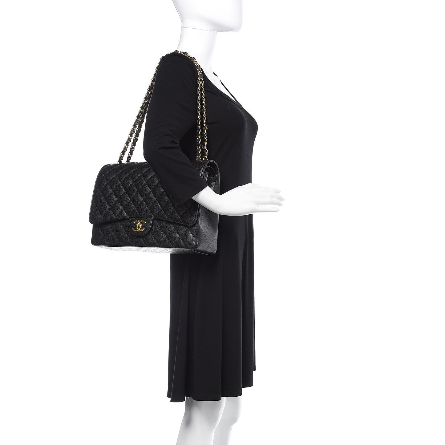 Caviar Quilted Maxi Double Flap Black