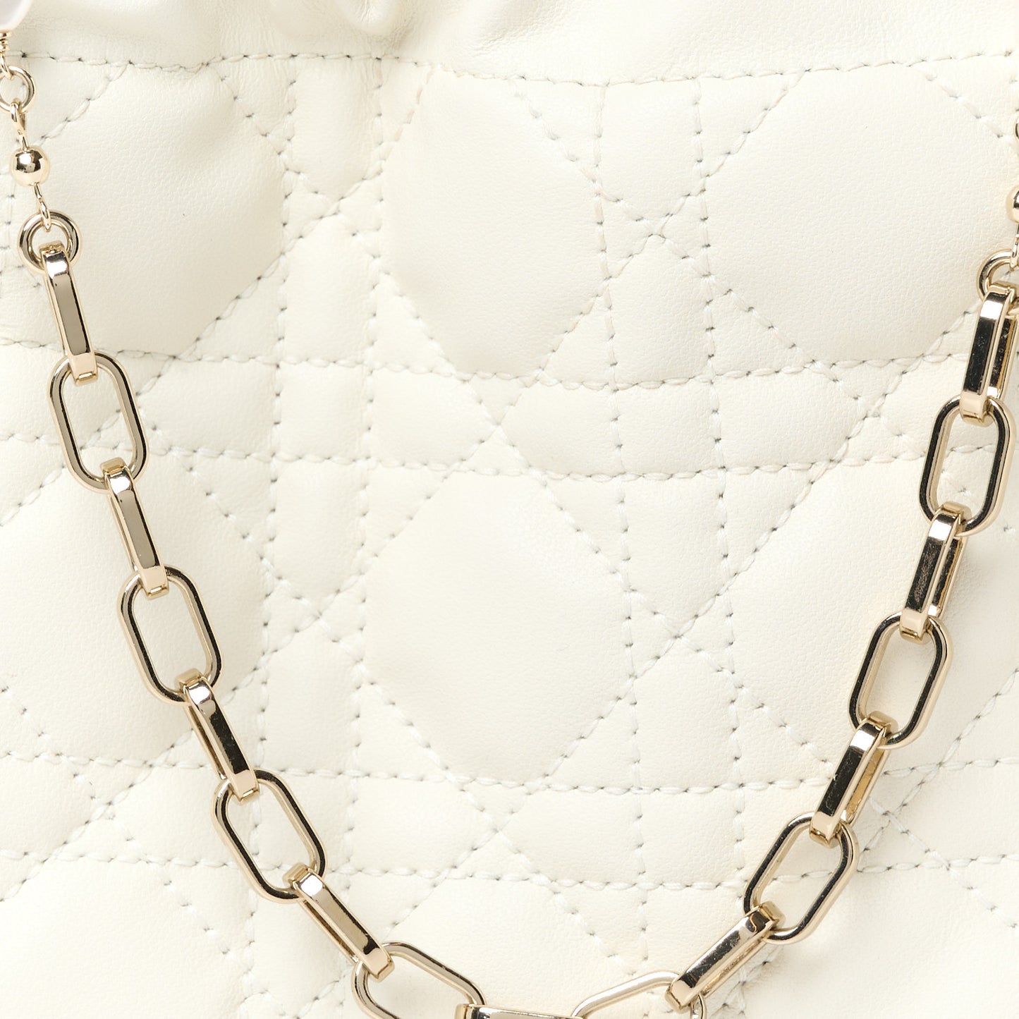 Lambskin Cannage Milly Mini Drawstring Bag Latte