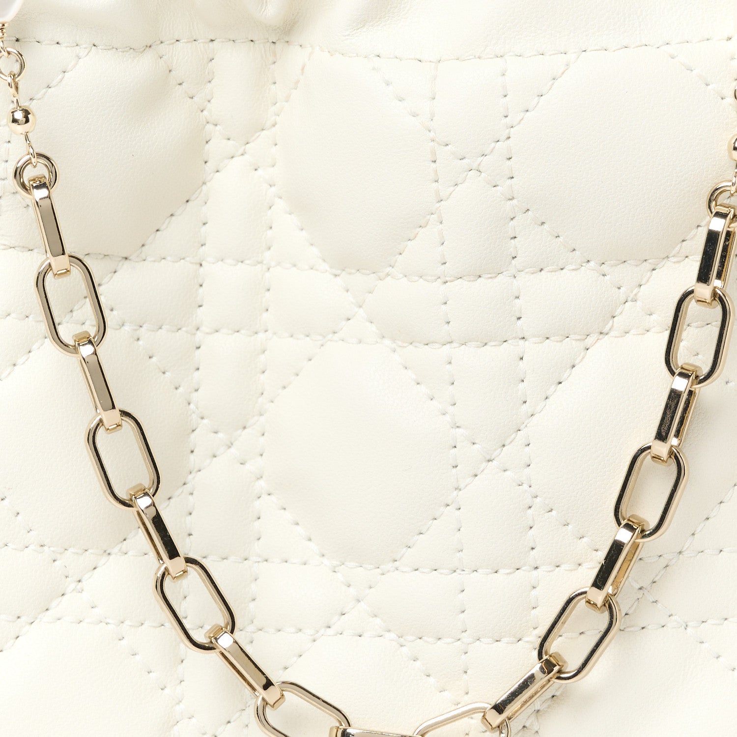 Christian Dior Lambskin Cannage Milly Mini Drawstring Bag Latte 8 of 11