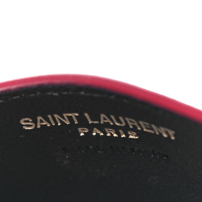 Saint Laurent Grain De Poudre Matelasse Chevron Monogram Credit Card Case Rouge Eros 6 of 11