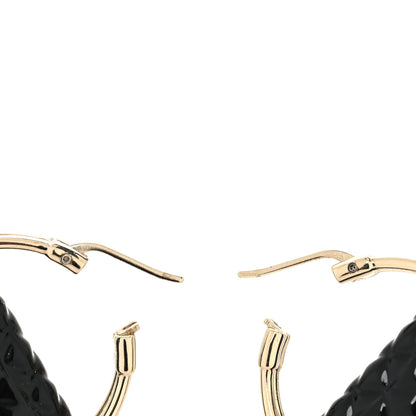 Chanel Metal Resin Quilted Flap Bag Hoop Earrings Black Gold 3 of 4