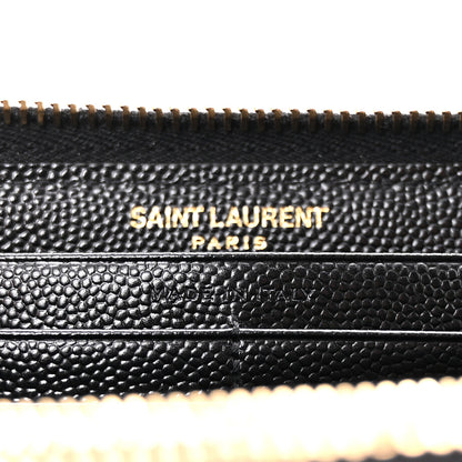 Saint Laurent Grain De Poudre Matelasse Chevron Monogram Zip Around Wallet Black 13 of 14