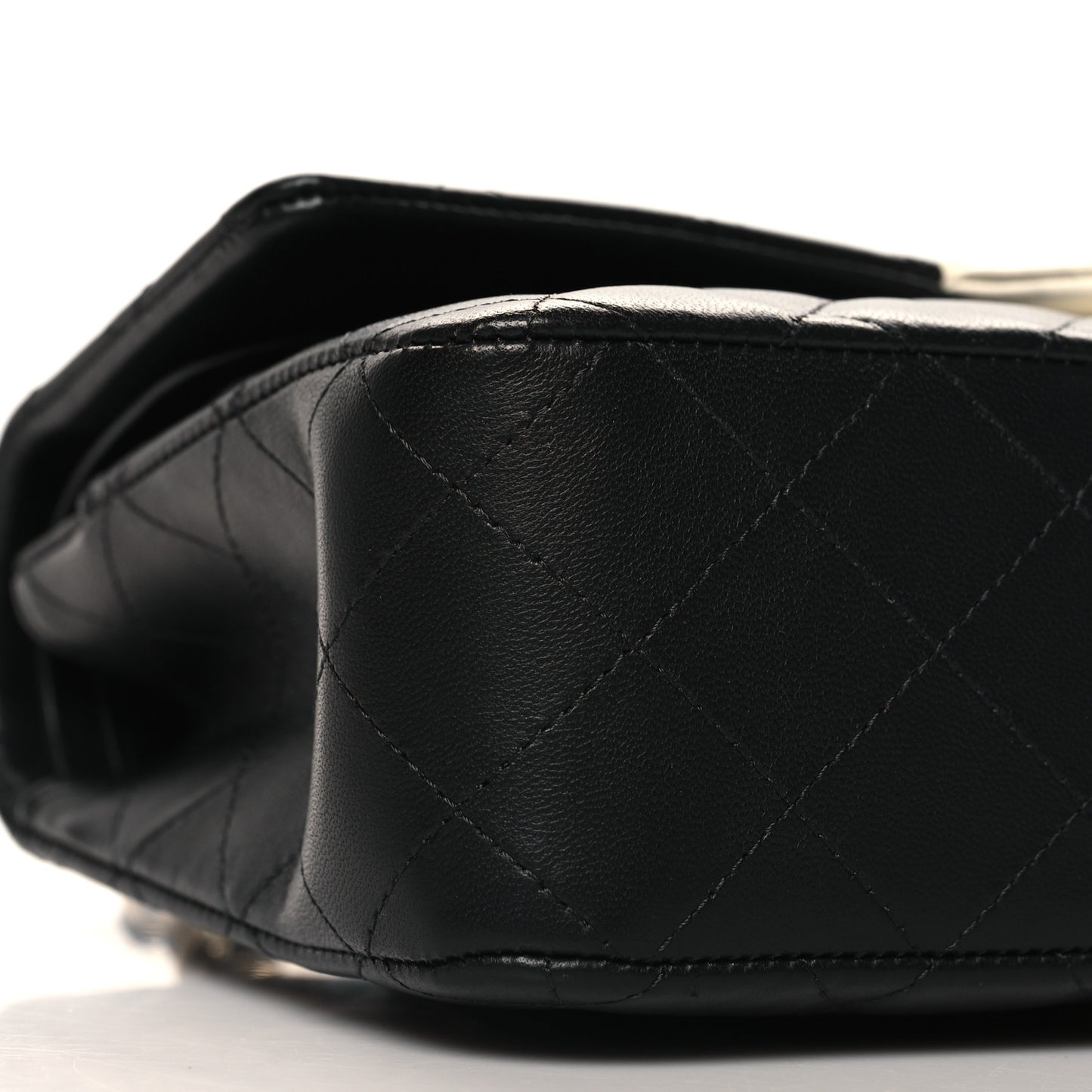 Lambskin Quilted Medium Double Flap Black White