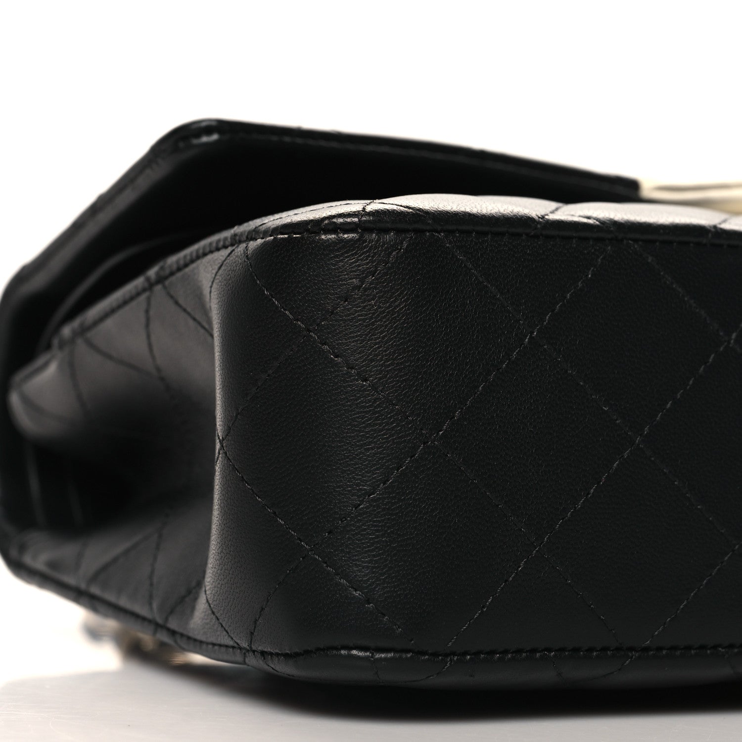 Chanel Lambskin Quilted Medium Double Flap Black White 9 of 11