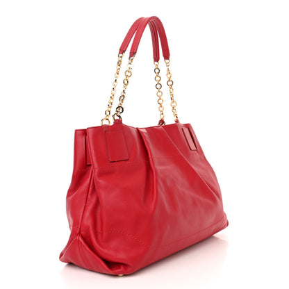Salvatore Ferragamo Calfskin Chain Gancini Shoulder Bag Red 3 of 12