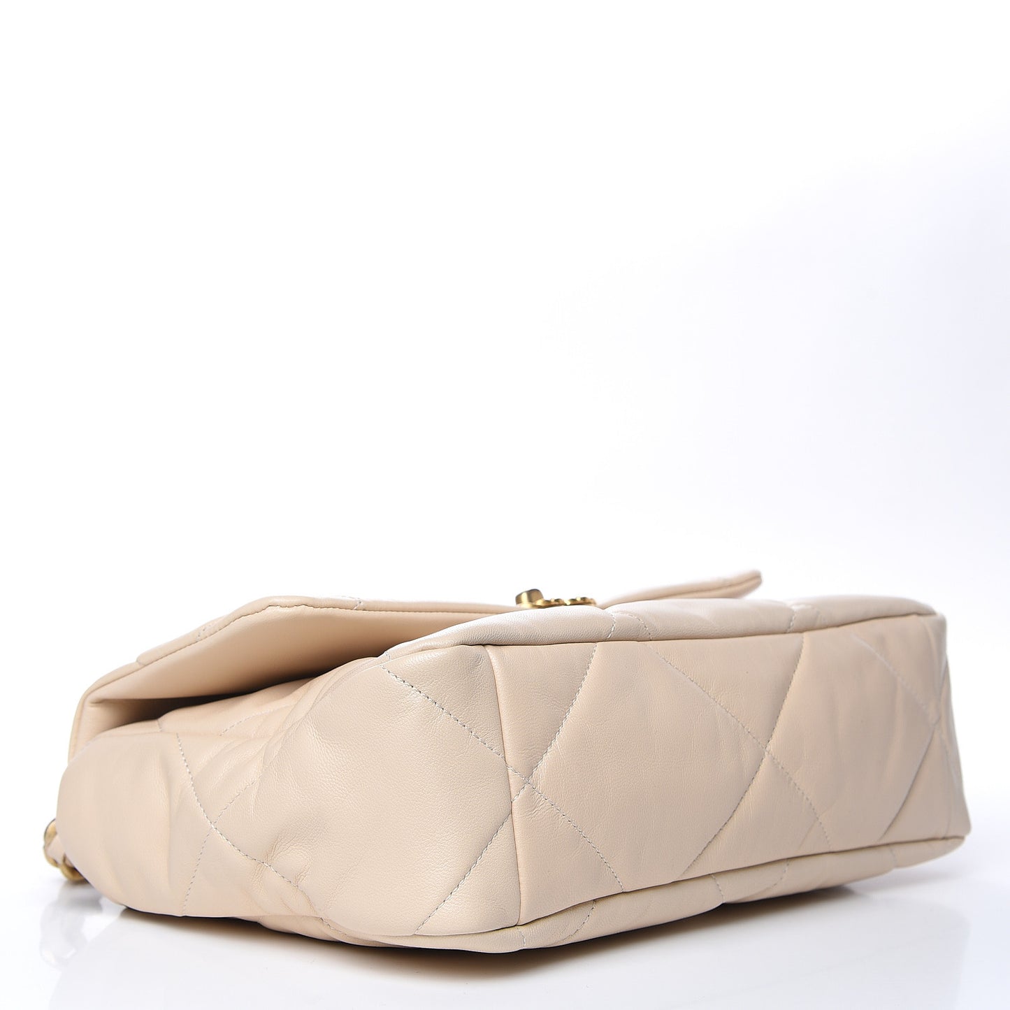 Lambskin Quilted Large 19 Flap Beige