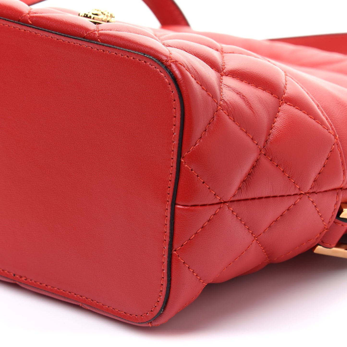 Nappa Quilted Medusa Bucket Bag Red