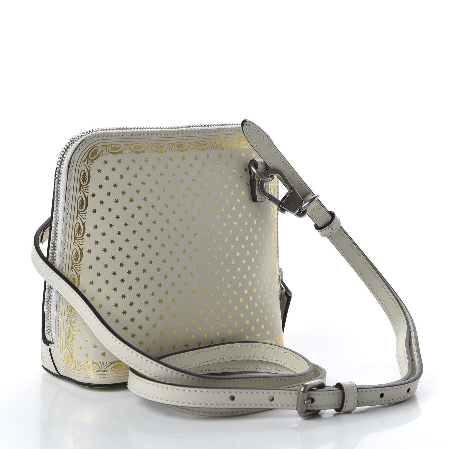Gucci X SEGA Calfskin GUCCY Stars Mini Dome Shoulder Bag Mystic White Gold 3 of 10