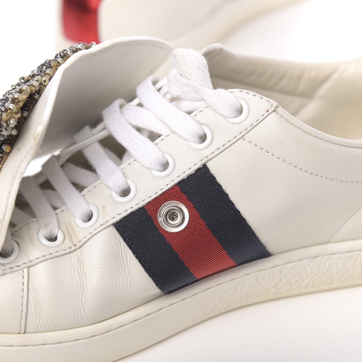 Calfskin Ayers Web Womens Ace Bow Lace Sneakers 37 White