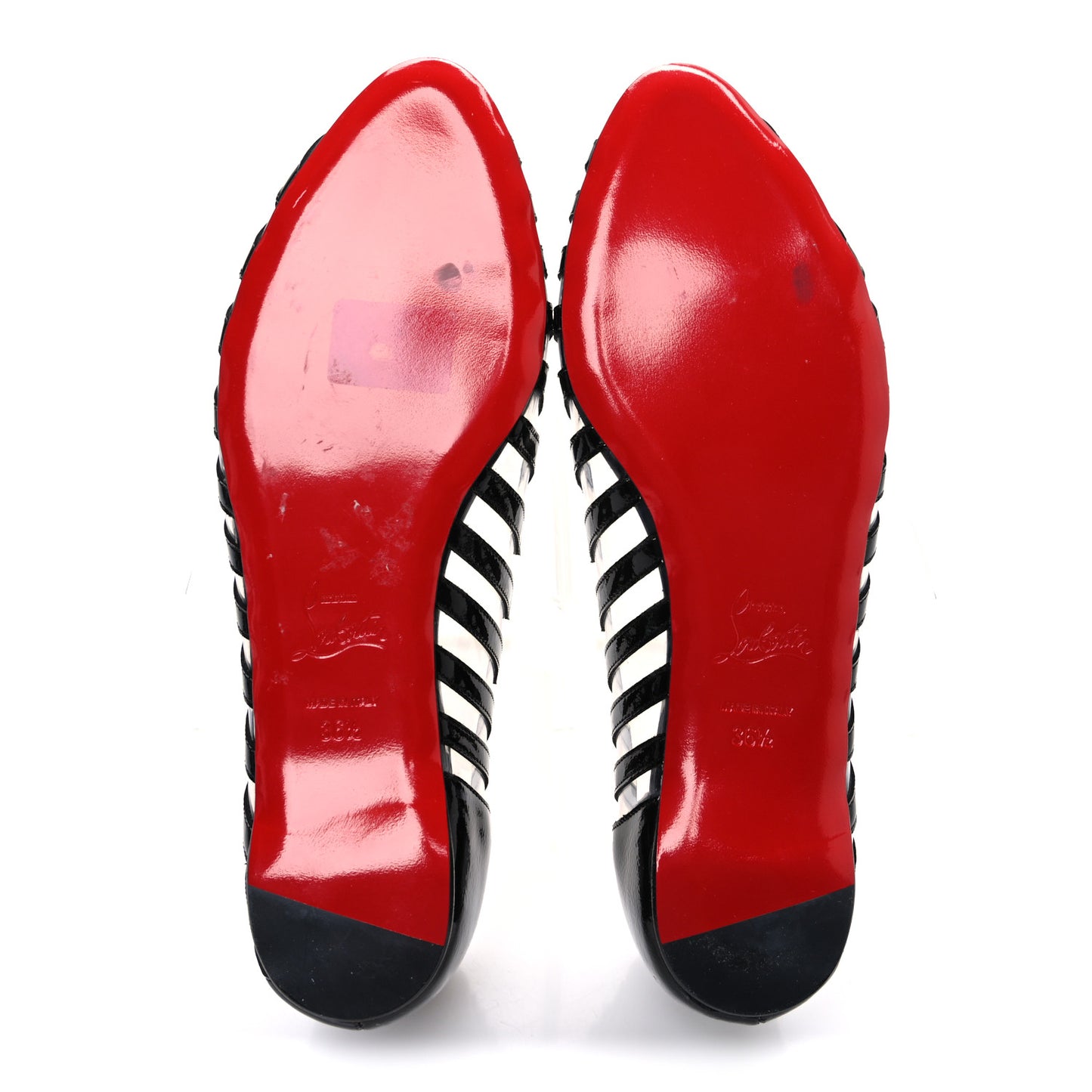 Patent PVC Striped A6 Flats 36.5 Black