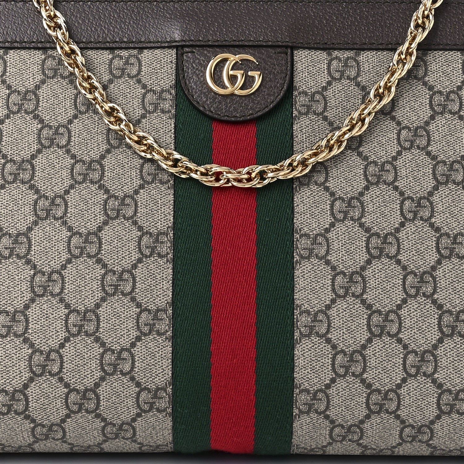 Gucci GG Supreme Monogram Web Medium Ophidia Chain Shoulder Bag Brown 9 of 10
