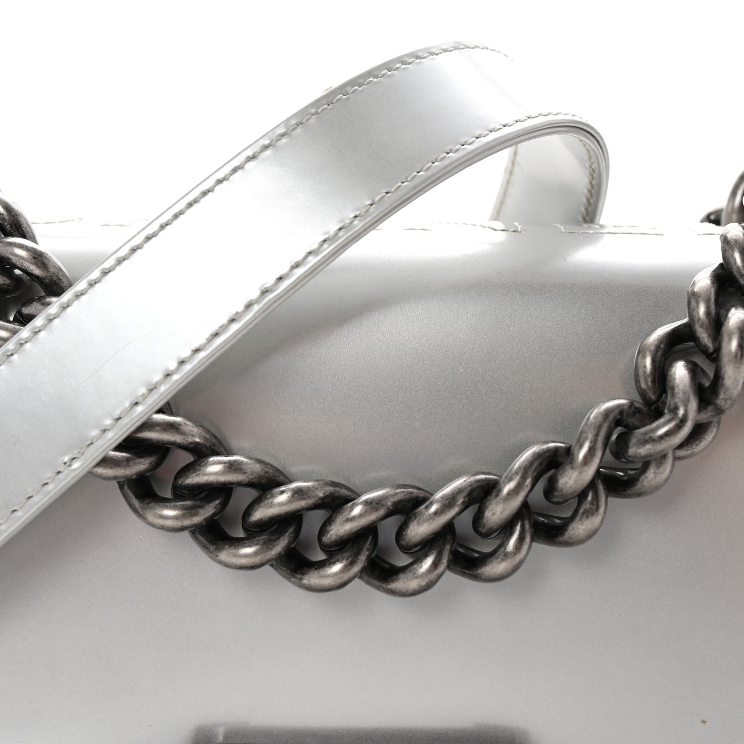 Chanel Iridescent Glazed Calfskin Small Boy Flap Silver 8 of 11