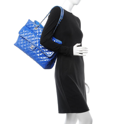 Chanel Patent Quilted Large Coco Shine Shopping Tote Blue 2 of 7