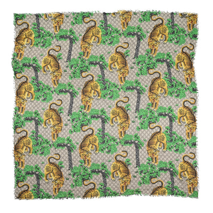 Gucci Modal Silk GG Supreme Bengal Tiger Shawl Beige 1 of 3
