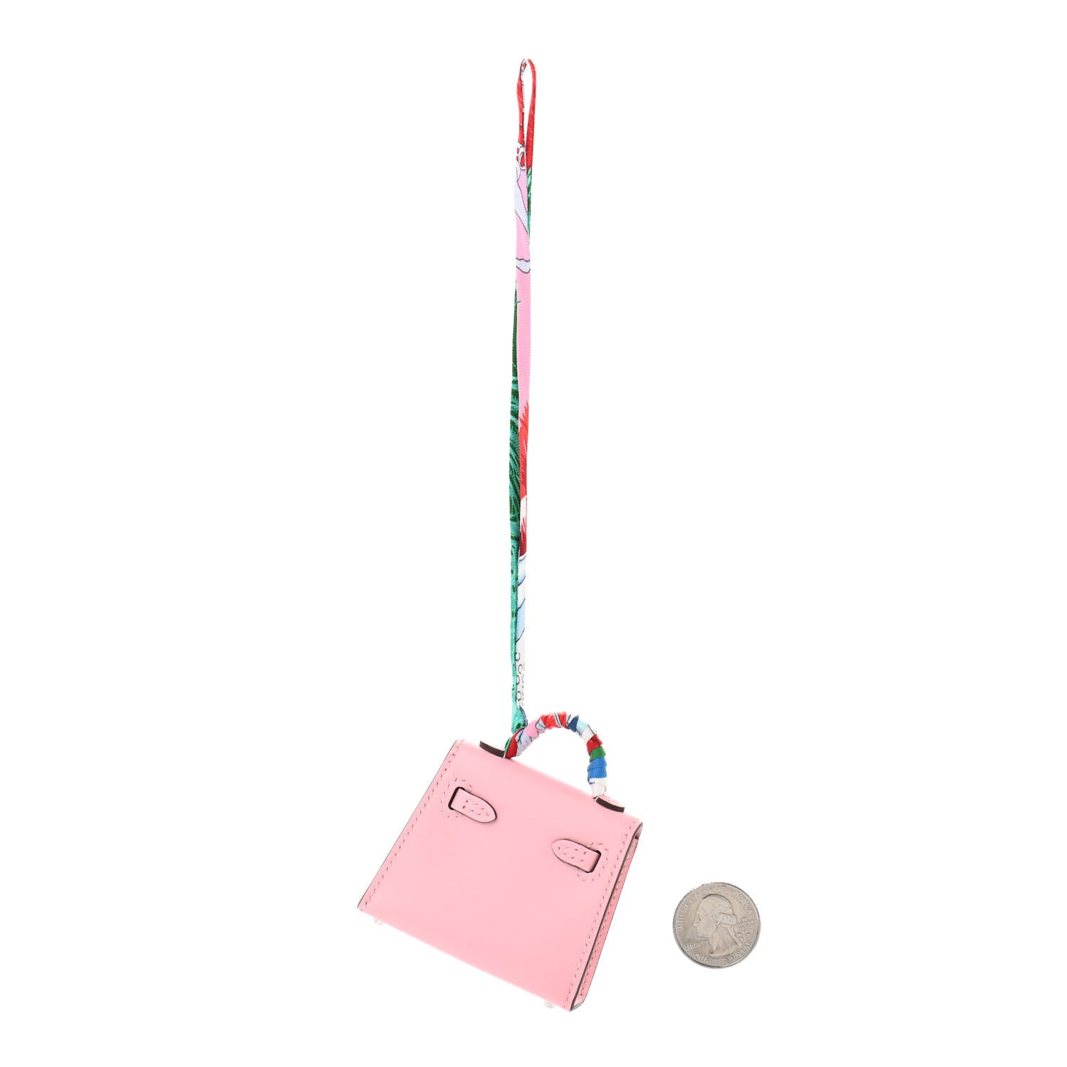 Hermes Tadelakt Mini Kelly Twilly Bag Charm Rose Sakura 2 of 6