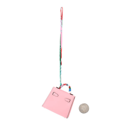 Hermes Tadelakt Mini Kelly Twilly Bag Charm Rose Sakura 2 of 6