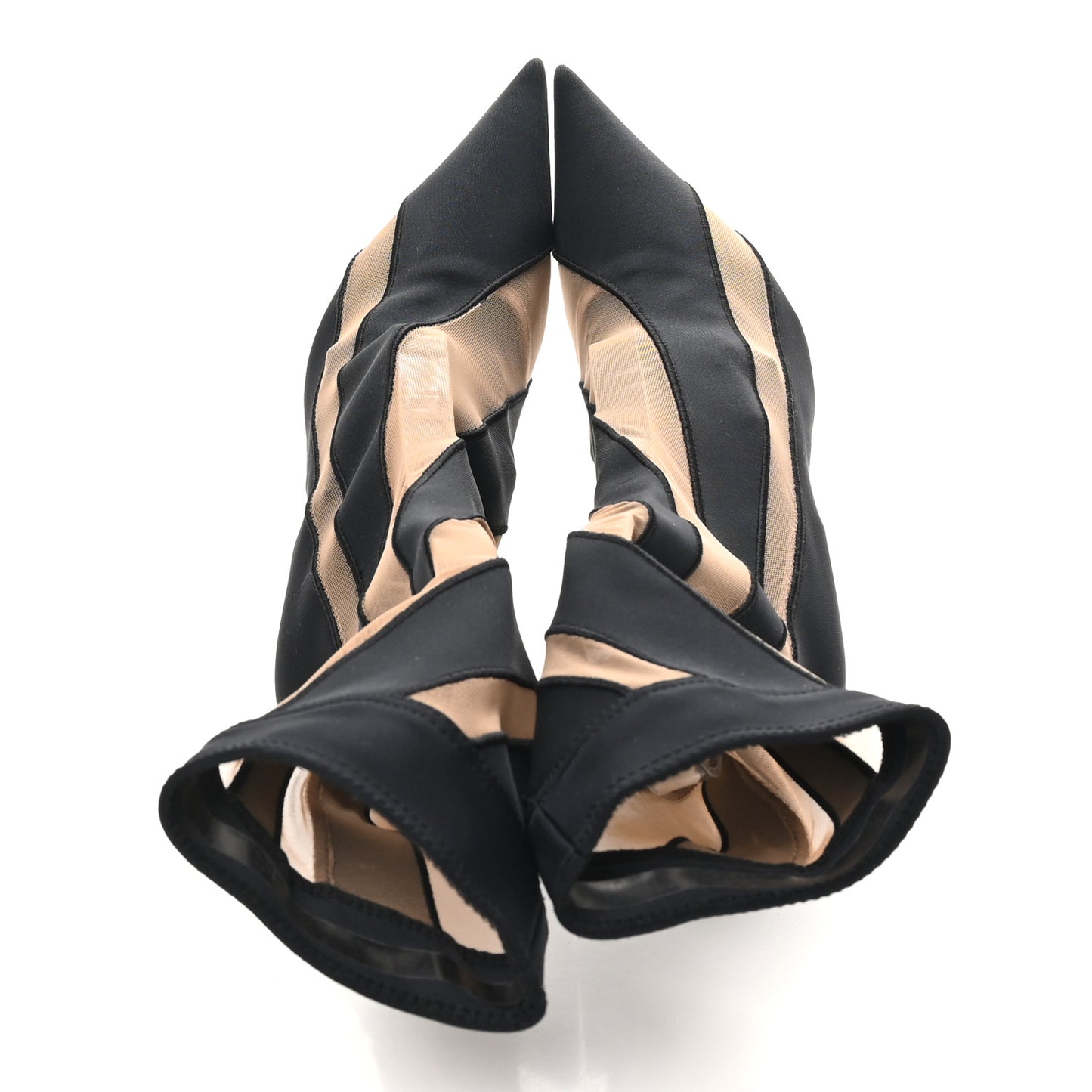 X Mugler Spiral Sock Ankle Boots 36 Black Nude