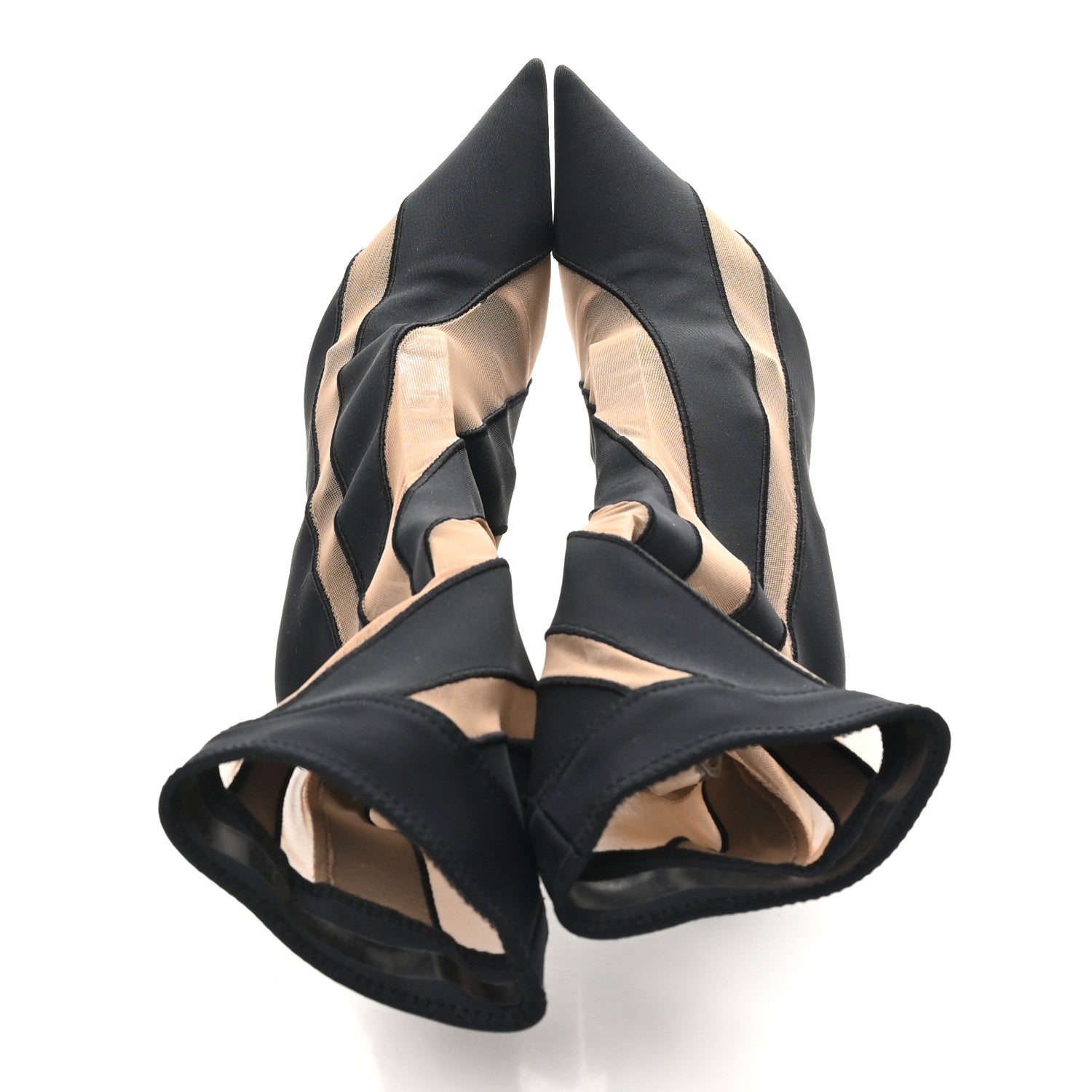 Jimmy Choo X Mugler Spiral Sock Ankle Boots 36 Black Nude 2 of 7
