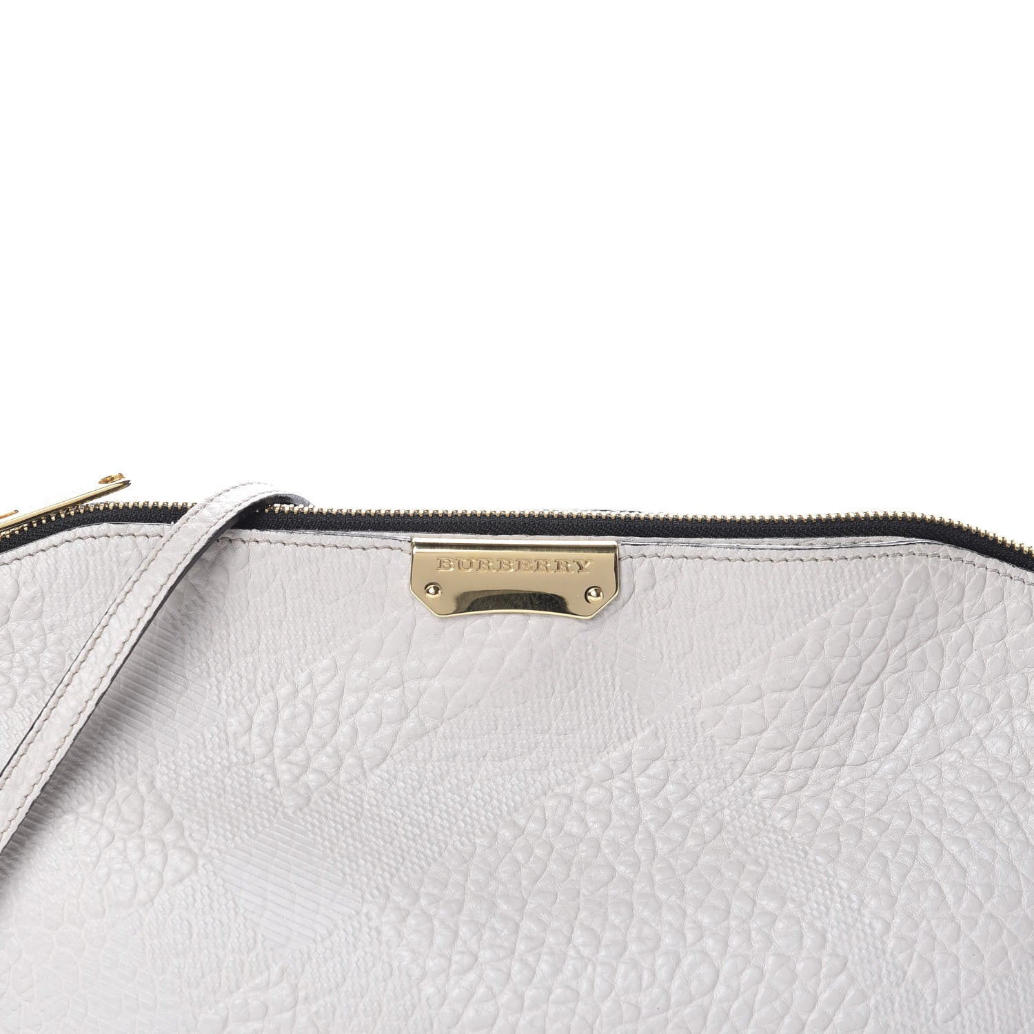 Burberry Signature Grain Calfskin Check Embossed Small Chichester Crossbody Clutch Bag Pale Grey 7 of 9