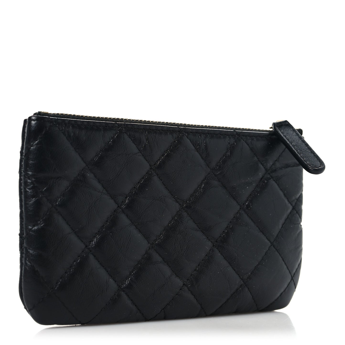 Aged Calfskin Quilted Lucky Charms 2.55 Small Reissue Cosmetic Case Black