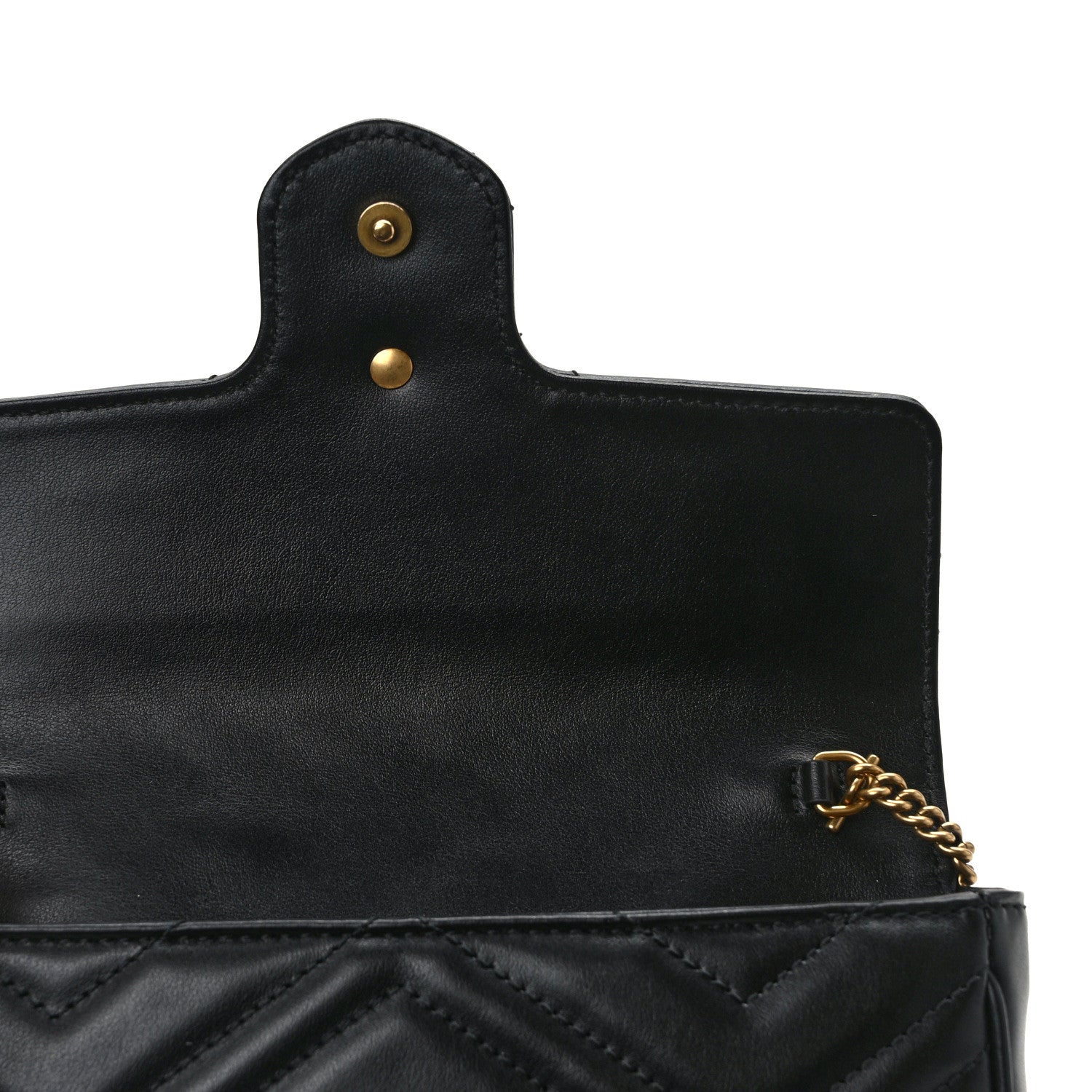 Gucci Calfskin Matelasse Mini GG Marmont Shoulder Bag With Case Black White 11 of 12