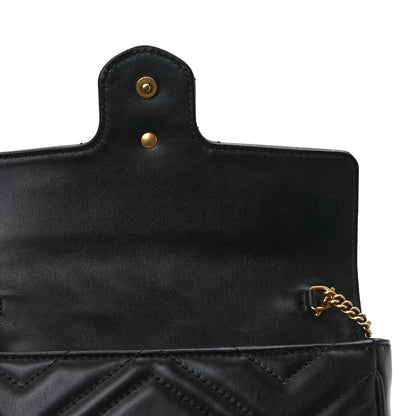 Gucci Calfskin Matelasse Mini GG Marmont Shoulder Bag With Case Black White 11 of 12