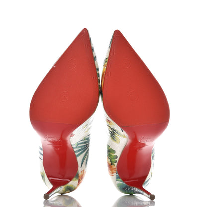 Christian Louboutin Crackled Calfskin Hawaiian Print Pigalle Follies 100 Pumps 38 White 5 of 10