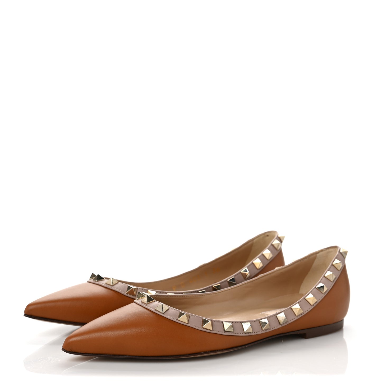 Calfskin Nappa Rockstud Ballerina Flats 36 Light Cuir Poudre