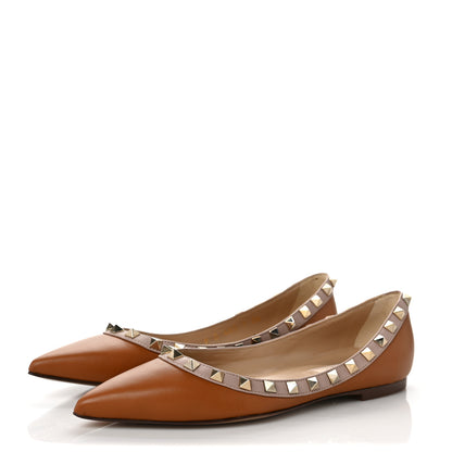 Valentino Garavani Calfskin Nappa Rockstud Ballerina Flats 36 Light Cuir Poudre 3 of 9