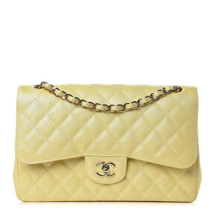 Chanel Iridescent Caviar Quilted Jumbo Double Flap Jaune Yellow 1 of 11