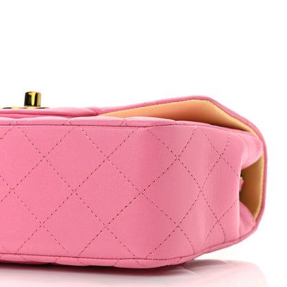Chanel Lambskin Quilted Mini Rectangular Flap Pink Yellow 10 of 11