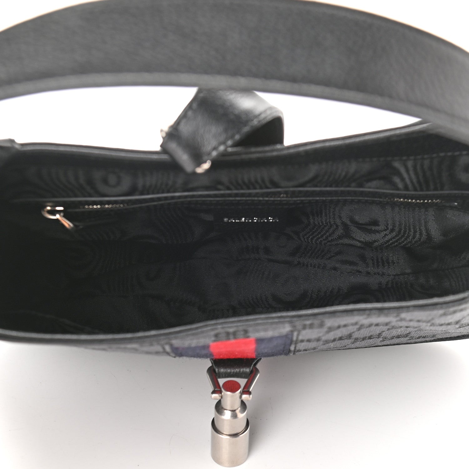 Gucci X BALENCIAGA BB Monogram Calfskin Web Small Jackie 1961 Hobo Black 5 of 9