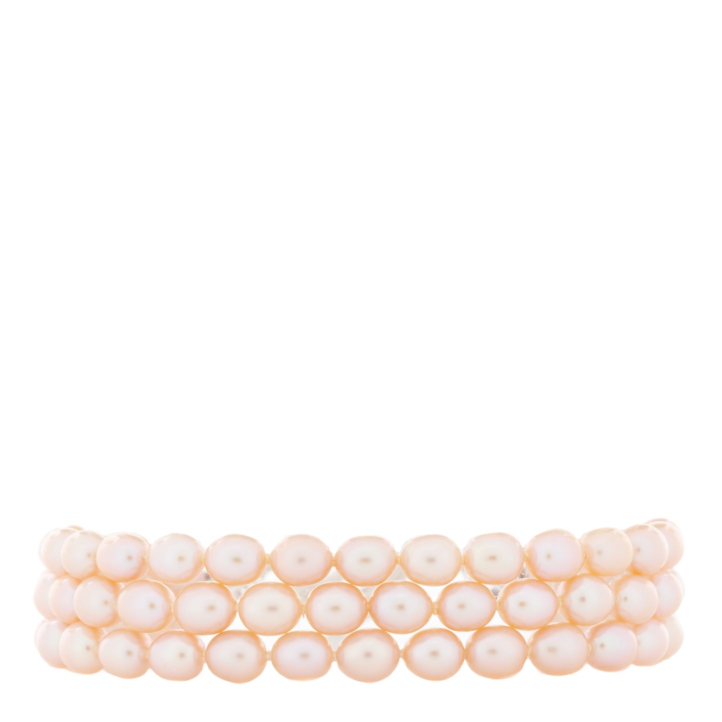 Sterling Silver Pink Pearl Elsa Peretti Three Strand Heart Toggle Bracelet