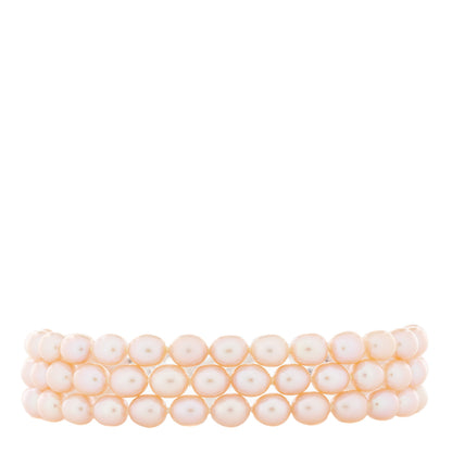 Tiffany Sterling Silver Pink Pearl Elsa Peretti Three Strand Heart Toggle Bracelet 1 of 4