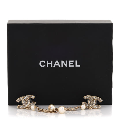 Chanel CC Pearl Drop Earrings Gold 5 of 5