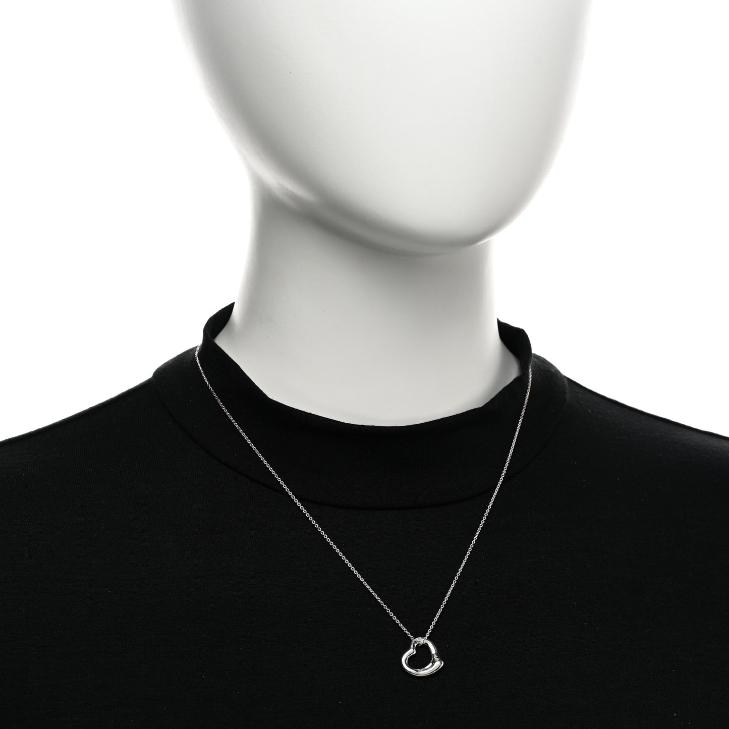 Sterling Silver 16mm Elsa Peretti Open Heart Pendant Necklace