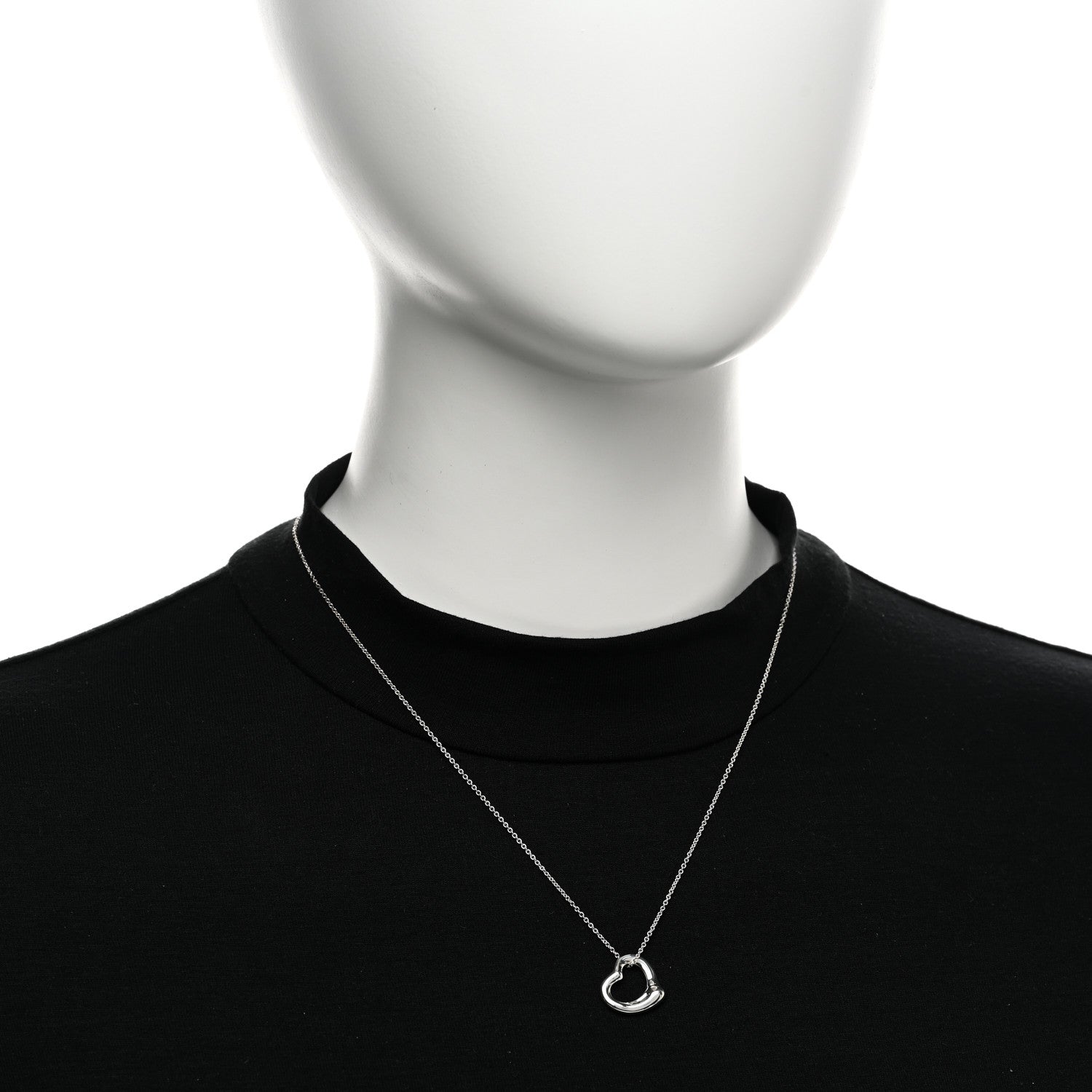 Tiffany Sterling Silver 16mm Elsa Peretti Open Heart Pendant Necklace 2 of 5
