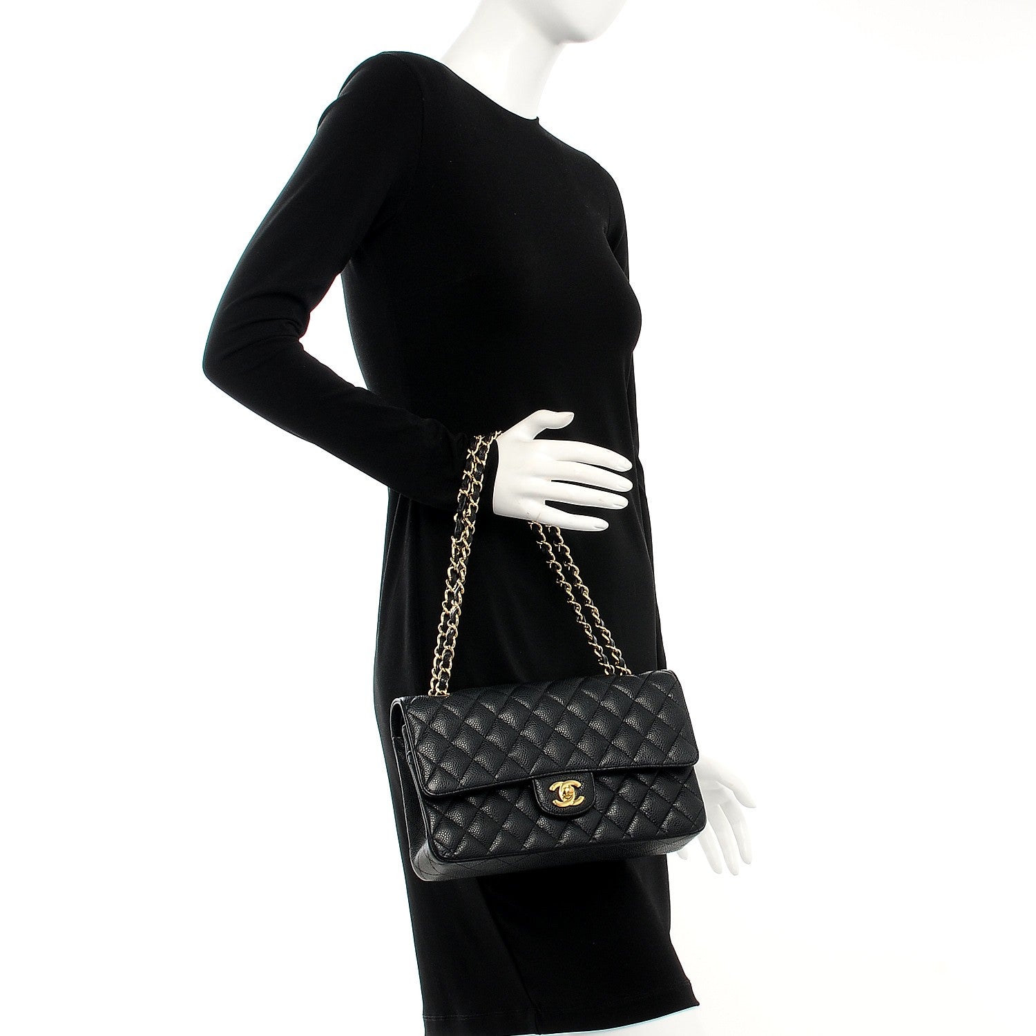 Chanel Caviar Quilted Medium Double Flap Black 2 of 12